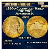 1950-d Jefferson Nickel Colorfully Toned TOP POP!