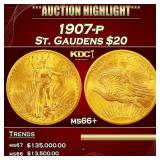 1907-p Gold St. Gaudens Double Eagle $20 ms66+ SEG