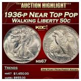 1936-p Walking Liberty Half Dollar Near Top Pop 50