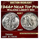 1944-p Walking Liberty Half Dollar Near Top Pop 50
