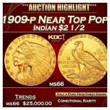 1909-p Gold Indian Quarter Eagle Near Top Pop! $2