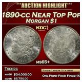 1890-cc Morgan Dollar Near Top Pop $1 ms65+ SEGS