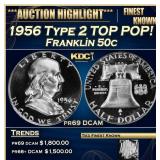1956 Type 2 Proof Franklin Half Dollar TOP POP! 50