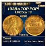 1938-s Lincoln Cent TOP POP! 1c ms68 rd SEGS