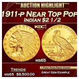 1911-p Gold Indian Quarter Eagle Near Top Pop! $2