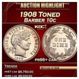 1908 Proof Barber Dime Toned 10c pr66+ cam SEGS