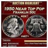 1950 Proof Franklin Half Dollar Near Top Pop 50c p