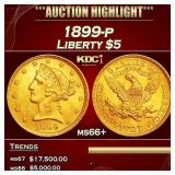 1899-p Gold Liberty Half Eagle $5 ms66+ SEGS