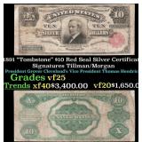 1891 $10 Red Seal Silver Certificate "Tombstone" G