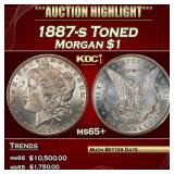 1887-s Morgan Dollar Toned $1 ms65+ SEGS