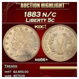 1883 n/c Liberty Nickel 5c ms66+ SEGS