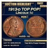 1913-d Lincoln Cent TOP POP! 1c ms66+ rd SEGS