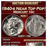 1940-s Mercury Dime Near Top Pop! 10c ms67+ fsb SE