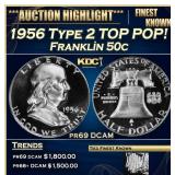 1956 Type 2 Proof Franklin Half Dollar TOP POP! 50
