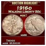 1916-d Walking Liberty Half Dollar 50c ms66 SEGS