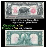 1901 $10 United States Note Grades xf Signatures L