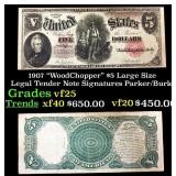 1907 $5 Large Size Legal Tender Note "WoodChopper"