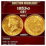 1853-o Gold Dollar $1 ms64+ SEGS