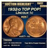 1932-d Lincoln Cent TOP POP! 1c ms67+ rd SEGS