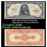 1913 $50 Gold Certificate Grades xf Signatures Tee