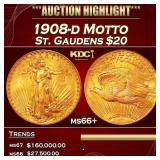 1908-d Motto Gold St. Gaudens Double Eagle $20 ms6