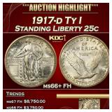 1917-d Ty I Standing Liberty Quarter 25c ms66+ FH