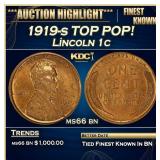 1919-s Lincoln Cent TOP POP! 1c ms66 bn SEGS