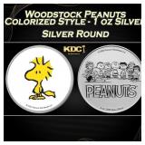 Woodstock Peanuts Colorized Style - 1 oz Silver Ro