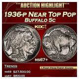 1936-p Buffalo Nickel Near Top Pop 5c ms67+ SEGS