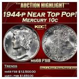 1944-p Mercury Dime Near Top Pop! 10c ms68 FSB SEG