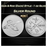 Gun & Rod (Duck) Style - 1 oz Silver Round Round