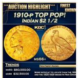 1910-p Gold Indian Quarter Eagle TOP POP! $2 1/2 m