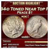 1934-d Peace Dollar Toned Near Top Pop $1 ms66+ SE
