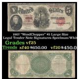 1907 $5 Large Size Legal Tender Note "WoodChopper"