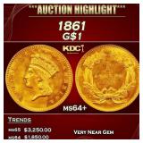 1861 Gold Dollar $1 ms64+ SEGS
