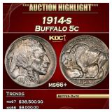 1914-s Buffalo Nickel 5c ms66+ SEGS