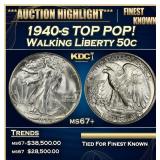1940-s Walking Liberty Half Dollar TOP POP! 50c ms