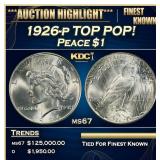 1926-p Peace Dollar TOP POP! $1 ms67 SEGS
