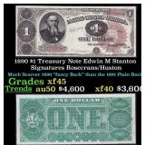 1890 $1 Treasury Note Edwin M Stanton Grades xf+ S