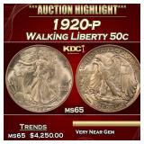1920-p Walking Liberty Half Dollar 50c ms65 SEGS