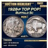 1928-p Buffalo Nickel TOP POP! 5c ms67+ SEGS
