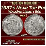 1937-s Walking Liberty Half Dollar Near Top Pop 50