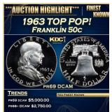 1963 Proof Franklin Half Dollar TOP POP! 50c pr69