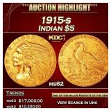 1915-s Gold Indian Half Eagle $5 ms62 USCG