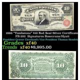 1886 $10 Red Seal Silver Certificate "Tombstone" F