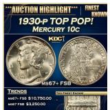 1930-p Mercury Dime TOP POP! 10c ms67+ FSB SEGS