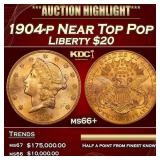 1904-p Gold Liberty Double Eagle Near Top Pop $20