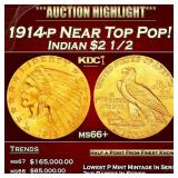 1914-p Gold Indian Quarter Eagle Near Top Pop! $2