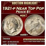 1921-p Peace Dollar Near Top Pop $1 ms66+ SEGS