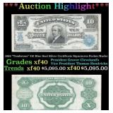 1908 $10 Blue Seal Silver Certificate "Tombstone"